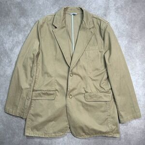 Breakwater Men's Cotton Blazer Jacket Two Button Beige Twill Size Large